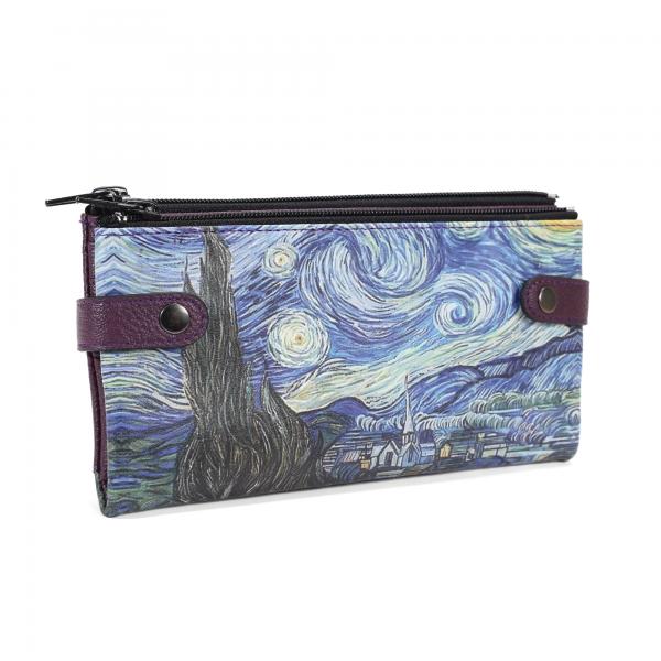 Van Gogh Starry Night Baskılı Çıtçıtlı Tasarım Cüzdan