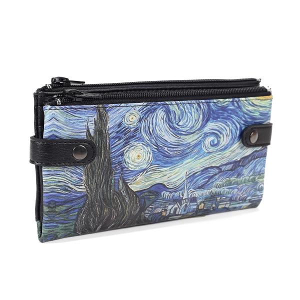 Van Gogh Starry Night Baskılı Çıtçıtlı Tasarım Cüzdan