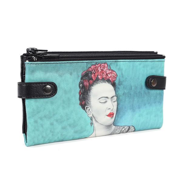 Frida Baskılı Çıtçıtlı Tasarım Cüzdan